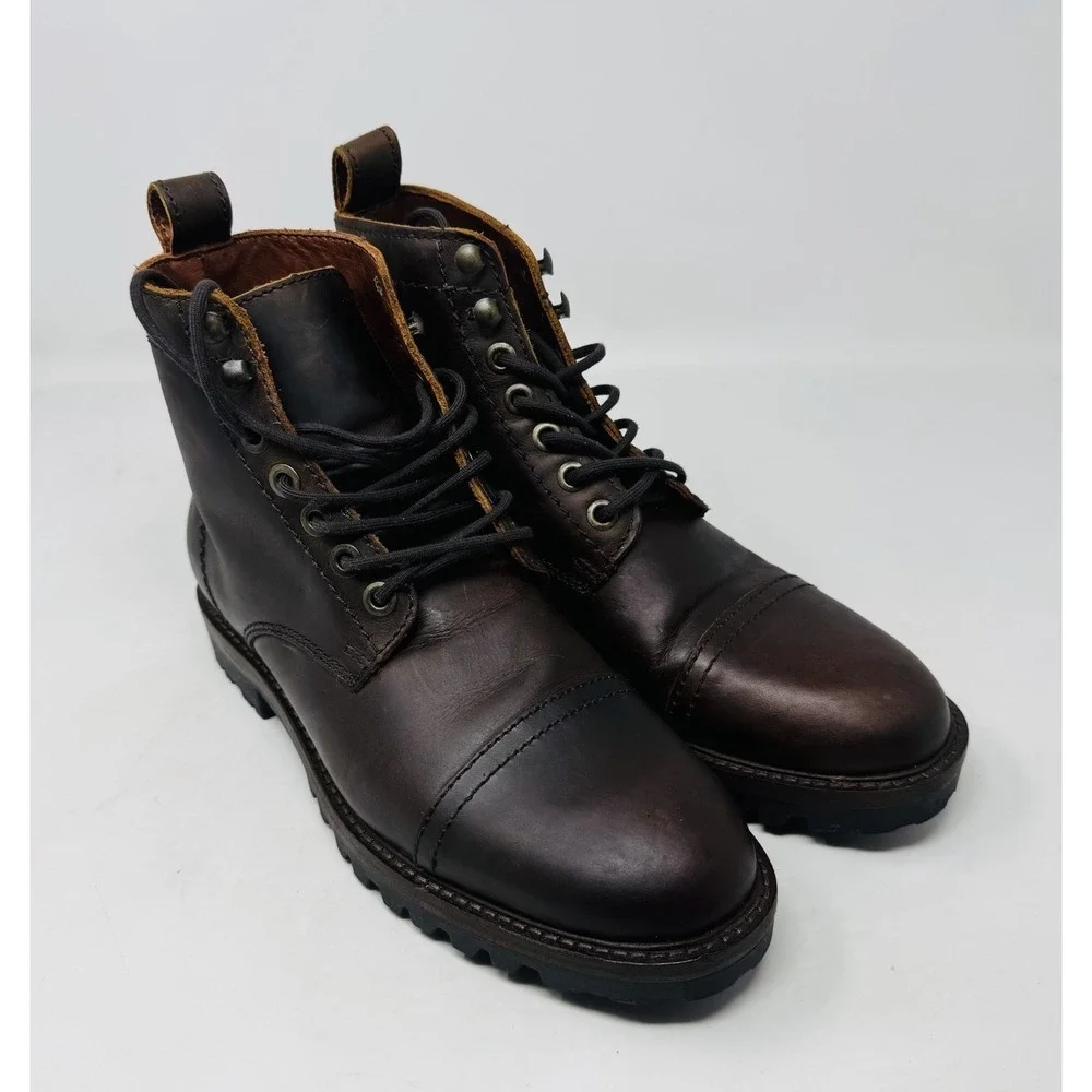 Patina Brown Leather Lace Up Boots | Made in Mexico Men's‎ Size 7/40 NWOB